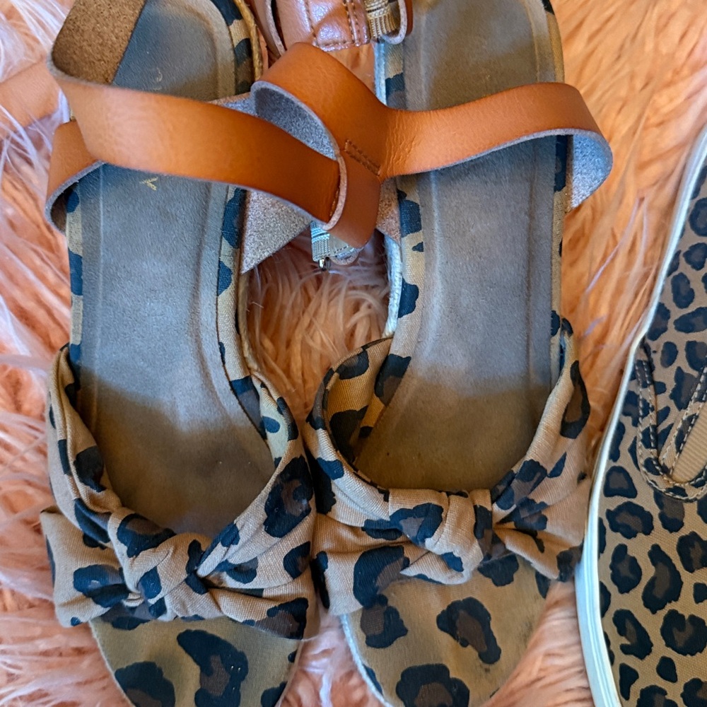 Leopard Print wedges  size 9